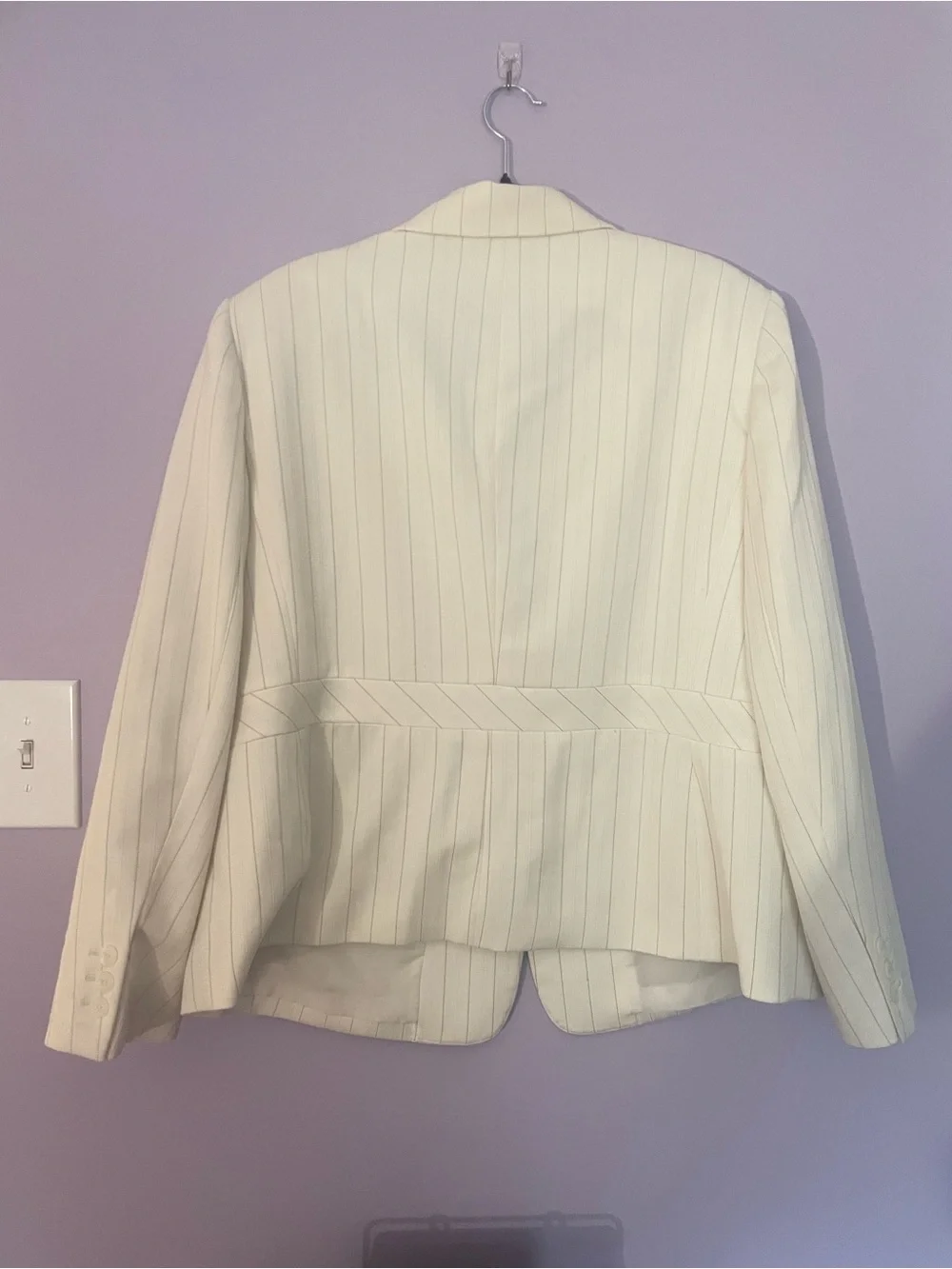 Jones New York Women’s Cream Striped Blazer size 16W One Button Career Jacket